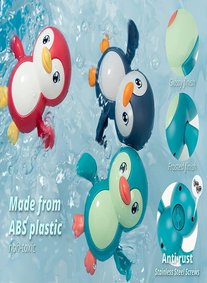TECH LOGO ELECTRONICS Best Bath Toy Penguin Shower Little Wind Up Key Floating Bath Animal Turtle Toys for Kids Toddlers, Child Pool, Swimming Clockwork Baby Bathtub Toy Best Gift Toy (Penguin, 3) - Image 4